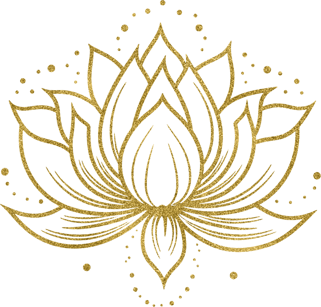 Lotus Gold Glitter Flower Line Drawing Silhouette